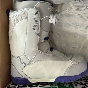 Women's White Winter Snow Boots with Purple Accents